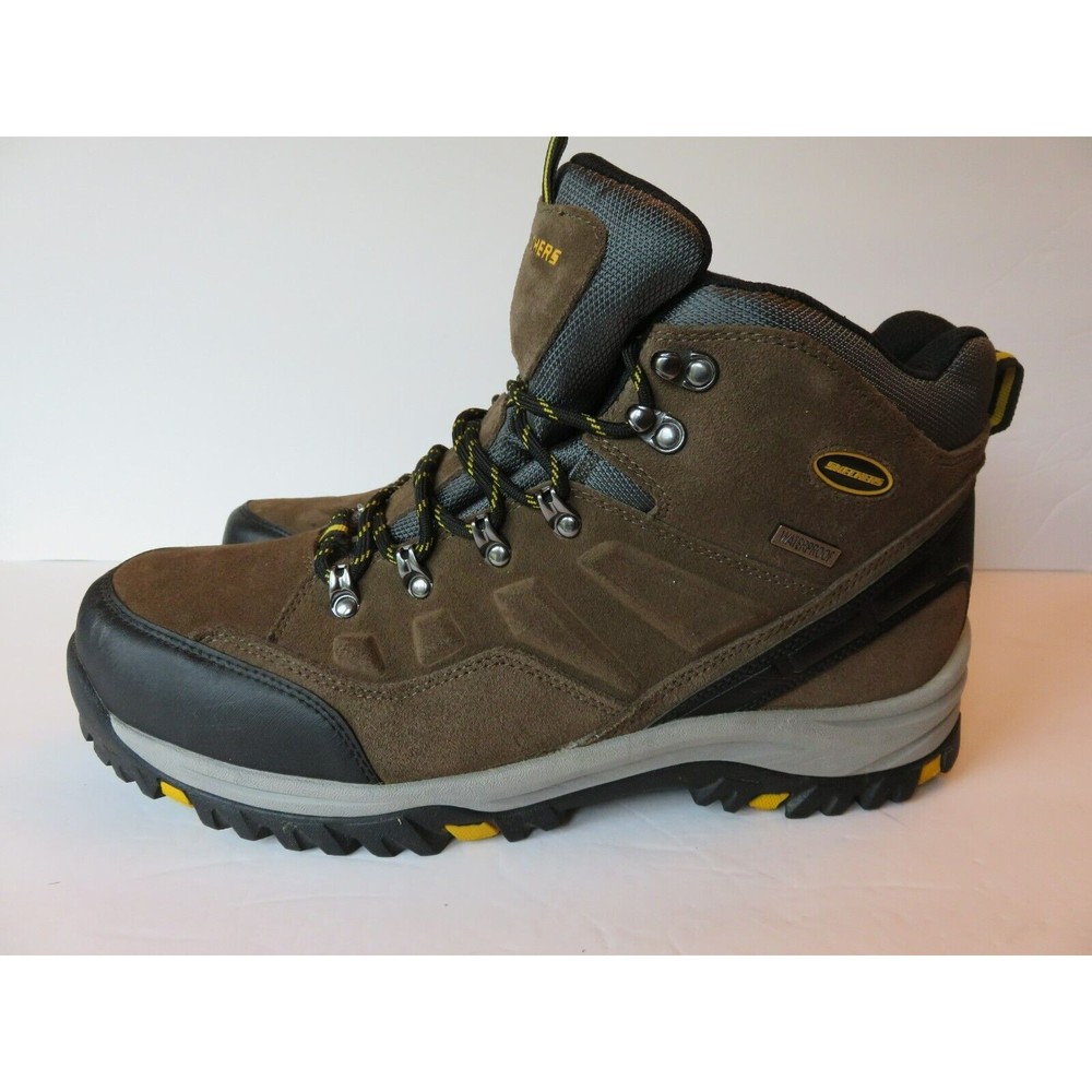 Skechers Relment Pelmo Mens Sz 13 Shoes Brown Black Waterproof Hiking Boots EUC
